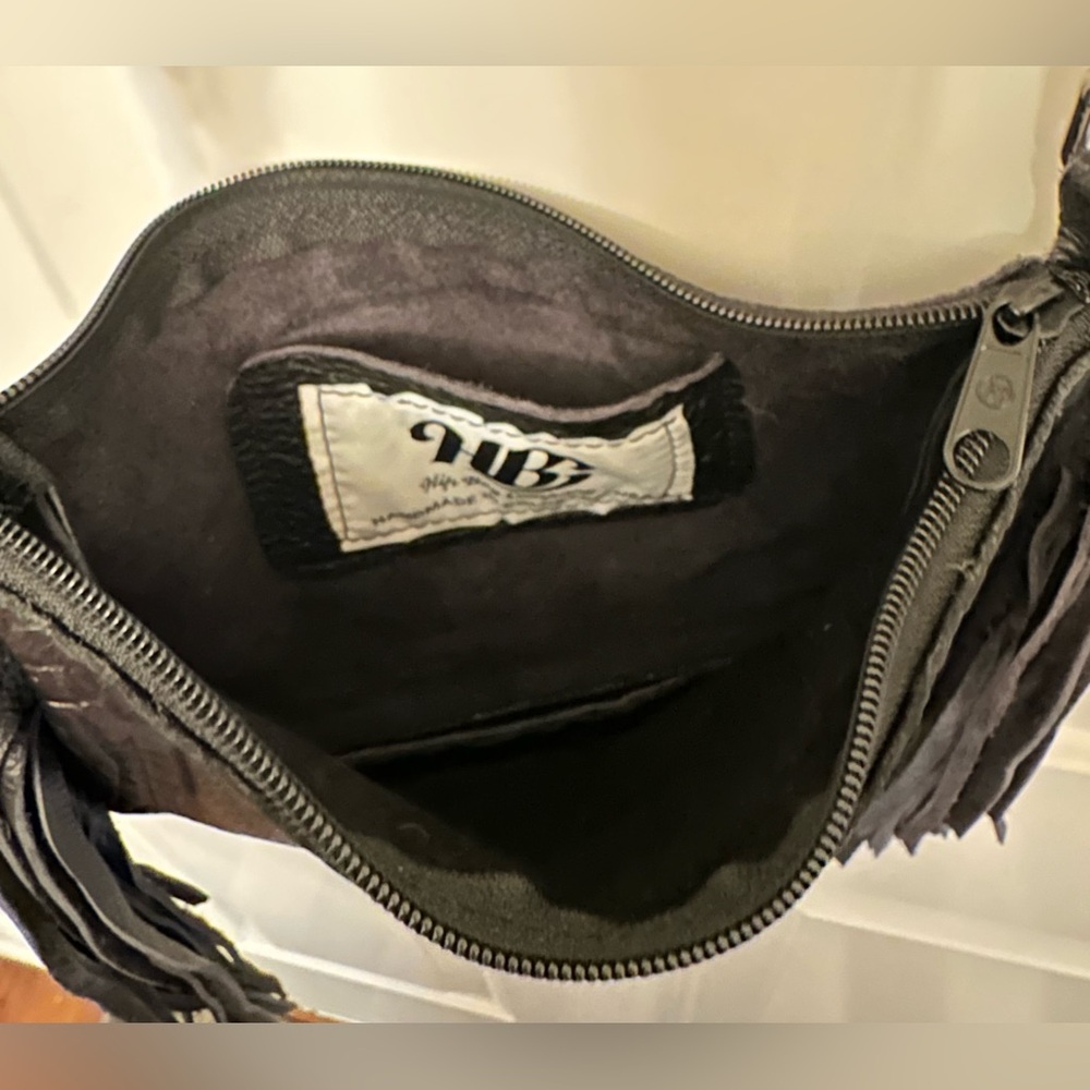 Hip Bag Company Black Leather Fringe Crossbody – Handmade USA - Picture 7 of 10